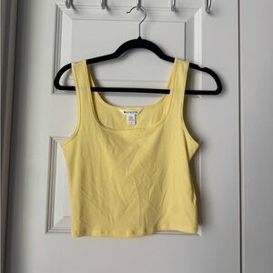 Athleta Signature Rib Square Neck Cropped Tank Top Yellow Womens Size Small
